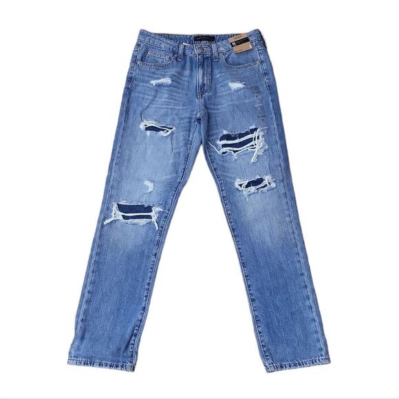 Aeropostale ripped distressed boyfriend jeans size 2 reg NWT - Picture 1 of 7